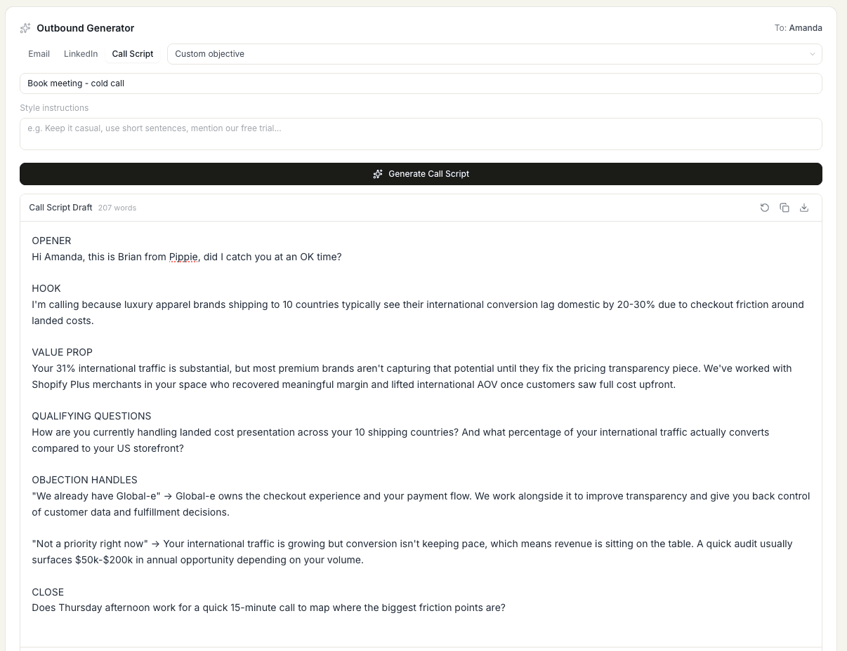 Structured cold call script